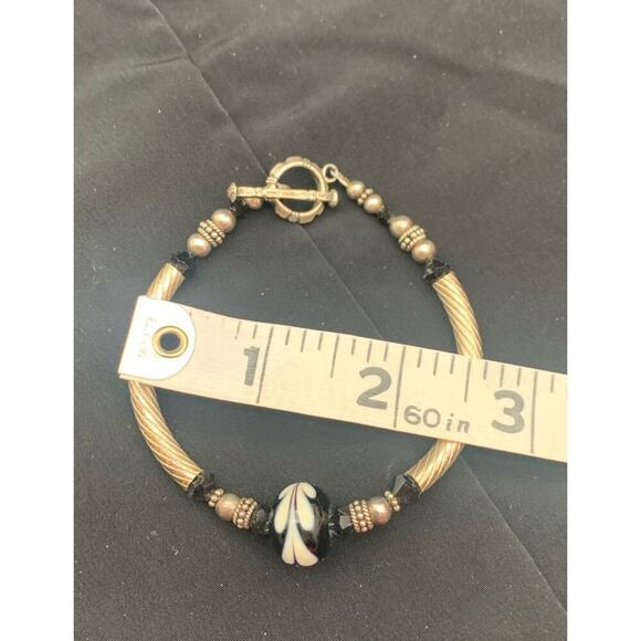 Vintage Whimsygoth Fairygoth Cable Toggle Closure Painted Glass Bead Bracelet - Picture 6 of 6